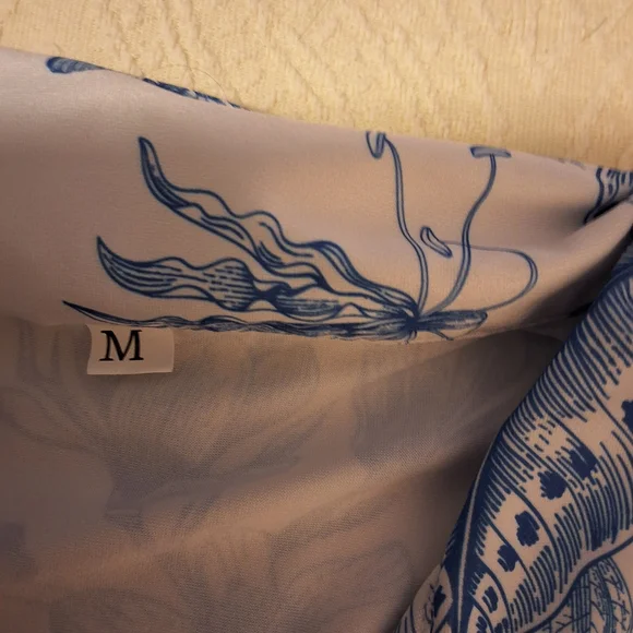 Floral Blue and White Womens Pajamas - Picture 4 of 5